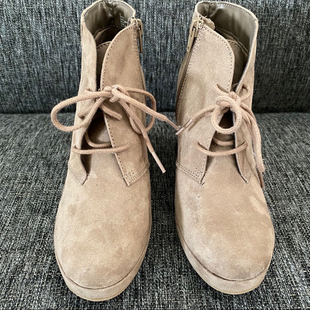 NWOB - MERONA Suede Wedge Lace Up Bootie